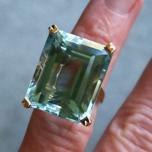 Cultured Aquamarine   20 Carat   Brass Ring   Solitaire   Prong  Style  Size 6 &